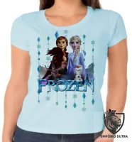 Baby look blusa feminina Frozen Anna e Elsa - Foto 2