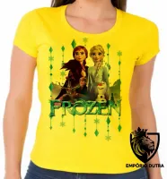 Baby look blusa feminina Frozen Anna e Elsa - Foto 3