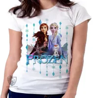 Baby look blusa feminina Frozen Anna e Elsa - Foto 5