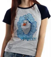 Baby look blusa feminina Frozen Olaf boneco neve - Foto 4