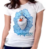 Baby look blusa feminina Frozen Olaf boneco neve - Foto 5