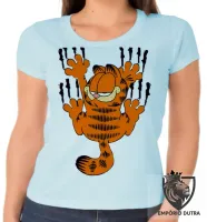 Baby look blusa feminina Garfield arranhar gato cat gatinho - Foto 3