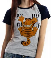 Baby look blusa feminina Garfield arranhar gato cat gatinho - Foto 5
