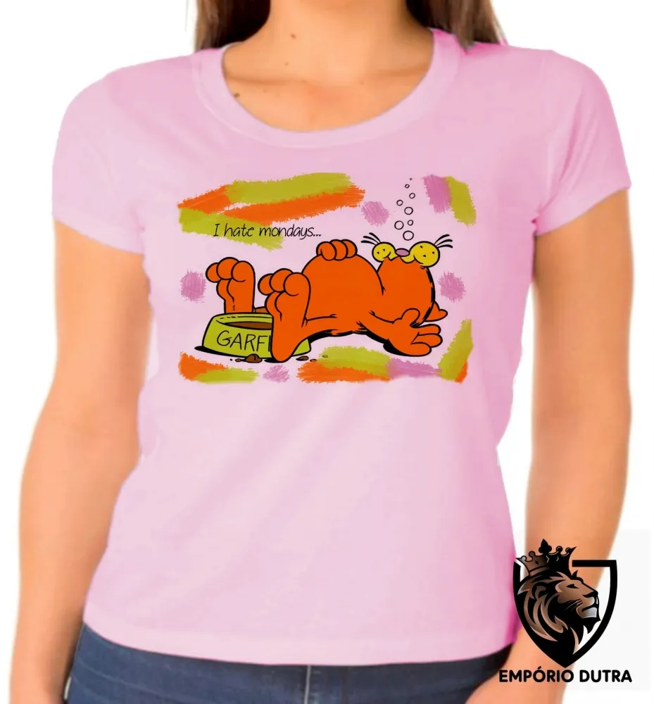 Baby look blusa feminina Garfield I hate mondays gato cat