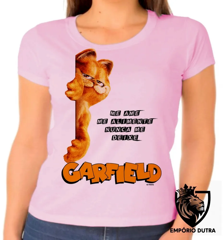 Baby look blusa feminina Garfield me ame gato gordo