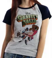 Baby look blusa feminina Gravity Falls arma livro - Foto 4