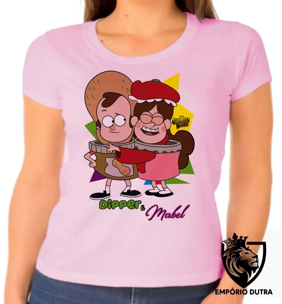 Baby look blusa feminina Gravity Falls Dipper Mabel potes Imagem