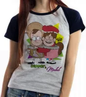 Baby look blusa feminina Gravity Falls Dipper Mabel potes - Foto 3