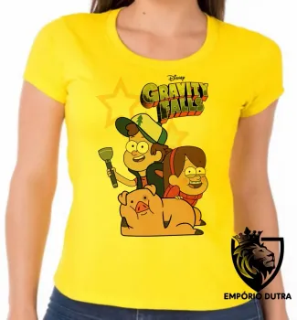 Baby look blusa feminina Gravity Falls estrelas Dipper Mabel - Foto 2