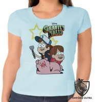 Baby look blusa feminina Gravity Falls estrelas Dipper Mabel - Foto 3