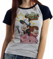 Baby look blusa feminina Gravity Falls estrelas Dipper Mabel - Foto 5