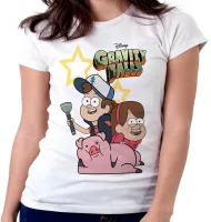 Baby look blusa feminina Gravity Falls estrelas Dipper Mabel - Foto 6