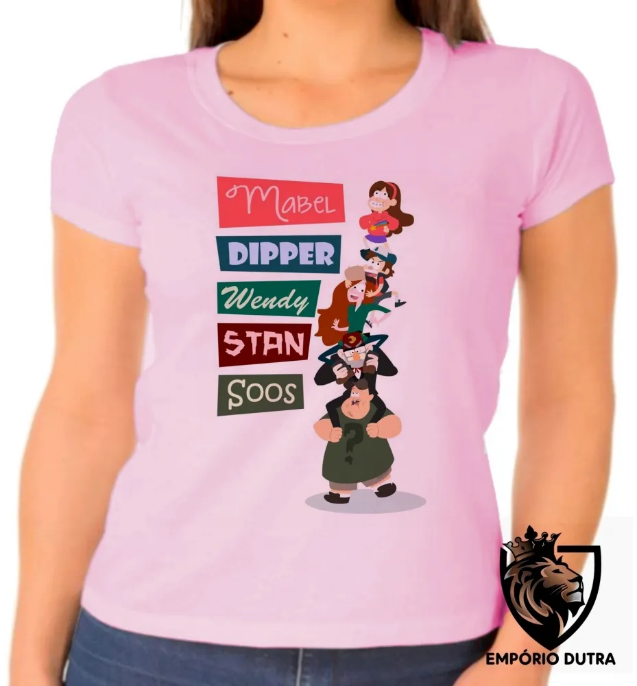 Baby look blusa feminina Gravity Falls nomes pilha