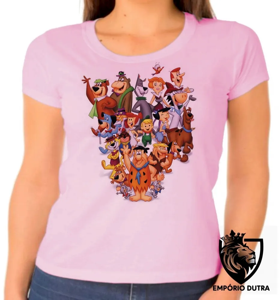 Baby look blusa feminina Hanna Barbera personagens desenho Imagem