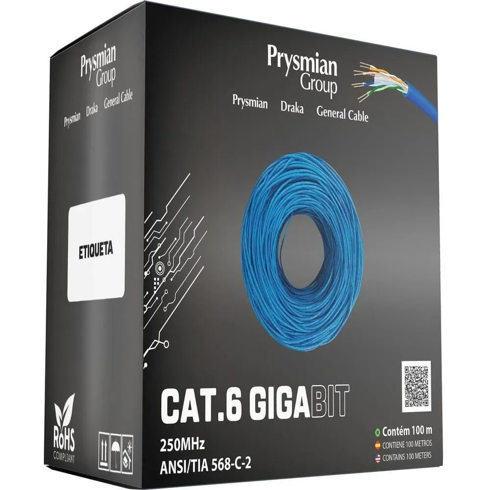 Prysmian Drake Cabos De Rede Cat6 4 Pares - Cabo de Internet RJ45 PC Rolo 305 metros Caixa  Imagem