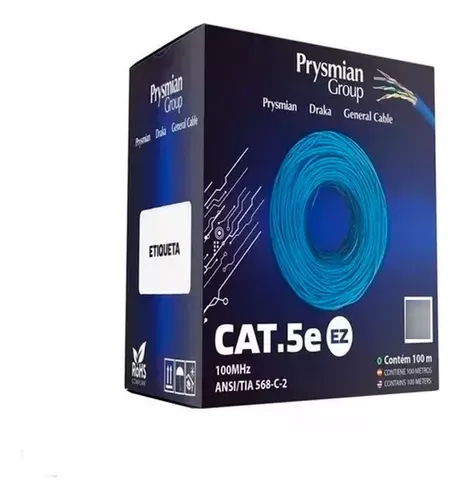 Prysmian Drake Cabos De Rede Cat5 4 Pares - Cabo de Internet RJ45 PC Rolo 305 metros Caixa Imagem