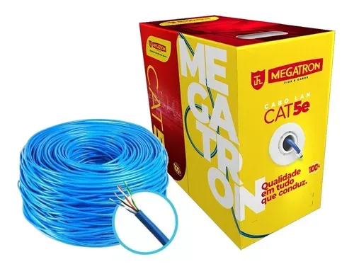 Megatron Cabos De Rede Cat5 4 Pares - Cabo de Internet RJ45 PC Rolo 305 metros Caixa Imagem