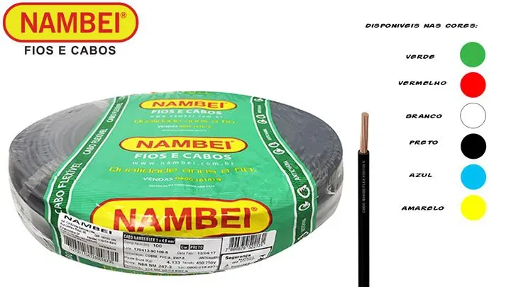 NAMBEI  FIOS Cabo Flexível 2,5mm 100Metros 750V PRETO