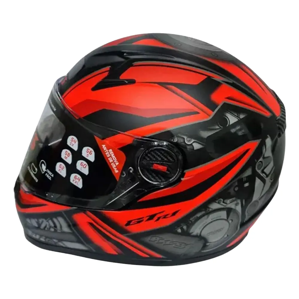 Capacete FW3 GTX GT-R1 Preto Fosco Vermelho c/ vis interna Imagem
