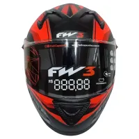 Capacete FW3 GTX GT-R1 Preto Fosco Vermelho c/ vis interna - Foto 3