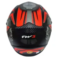 Capacete FW3 GTX GT-R1 Preto Fosco Vermelho c/ vis interna - Foto 4