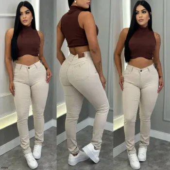 Calça Sarja Com Elastano Bege  ( Pimenta Doce) 