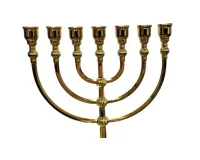 Menorá Quadrada Castiçal 7 Pontas Dourada 17 cm  - Foto 2