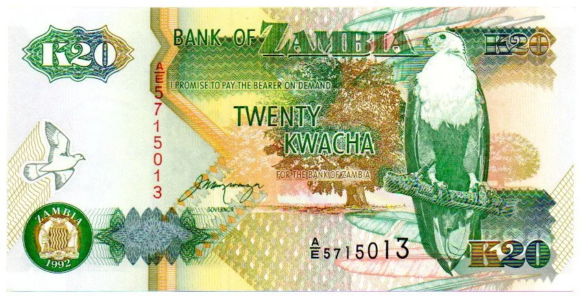 Zâmbia - 20 Kwacha - Cédula Estrangeira - Fe