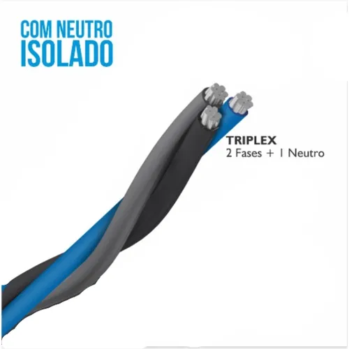  Cabo Alumínio Multiplex Triplex 70mm Neutro Isolado Imagem