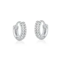 Brinco de prata  925 argolas com pedras - 260269