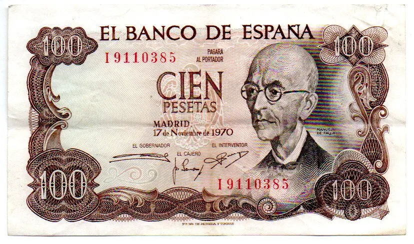 Espanha - 100 Pesetas - Cédula Estrangeira - MBC/Sob