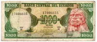 Equador - 1000 Sucres - Cédula Estrangeira - BC