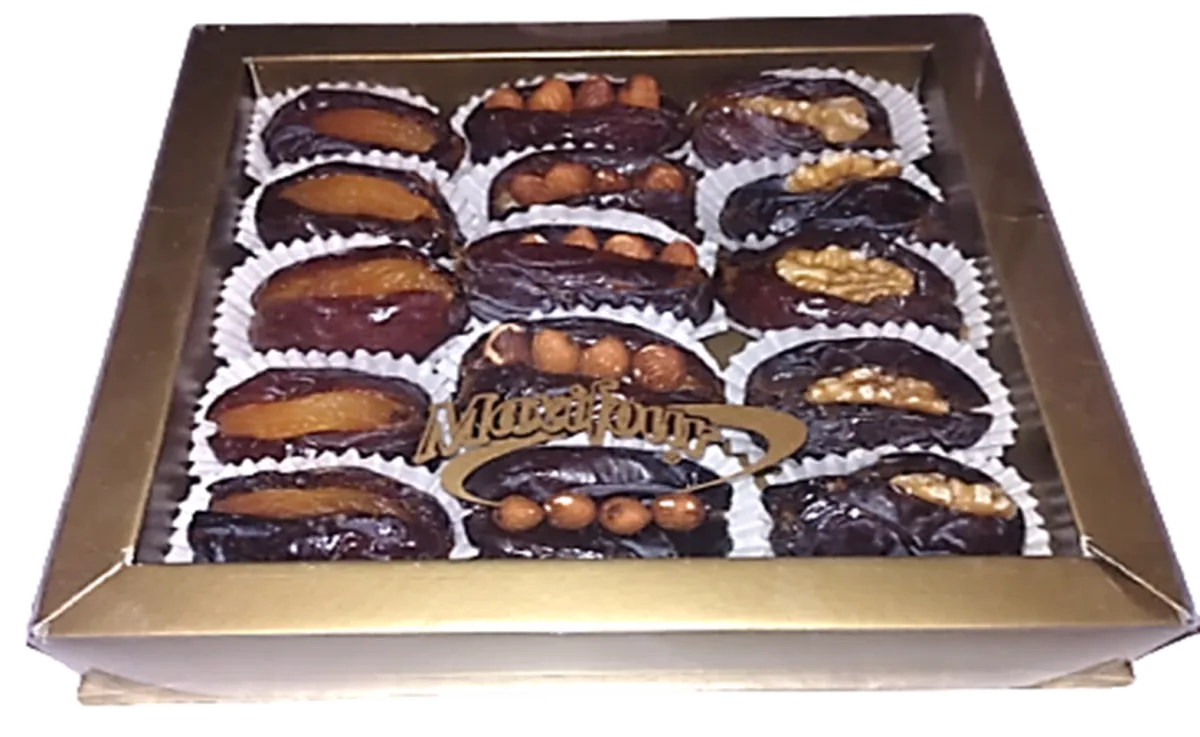 CAIXA TAMARA JUMBO RECHEADAS COM AMÊNDOAS,NOZES E DAMASCO 460G Imagem