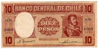 Chile - 10 Pesos - Cédula Estrangeira - MBC