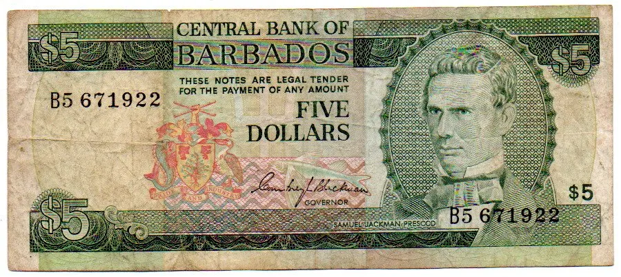 Barbados - 5 Dollars - Cédula Estrangeira - MBC