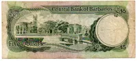 Barbados - 5 Dollars - Cédula Estrangeira - MBC - Foto 2
