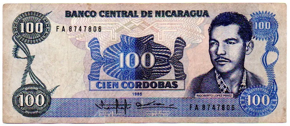 Nicarágua - 100 Cordobas - Cédula Estrangeira - UTG (Rasurada)