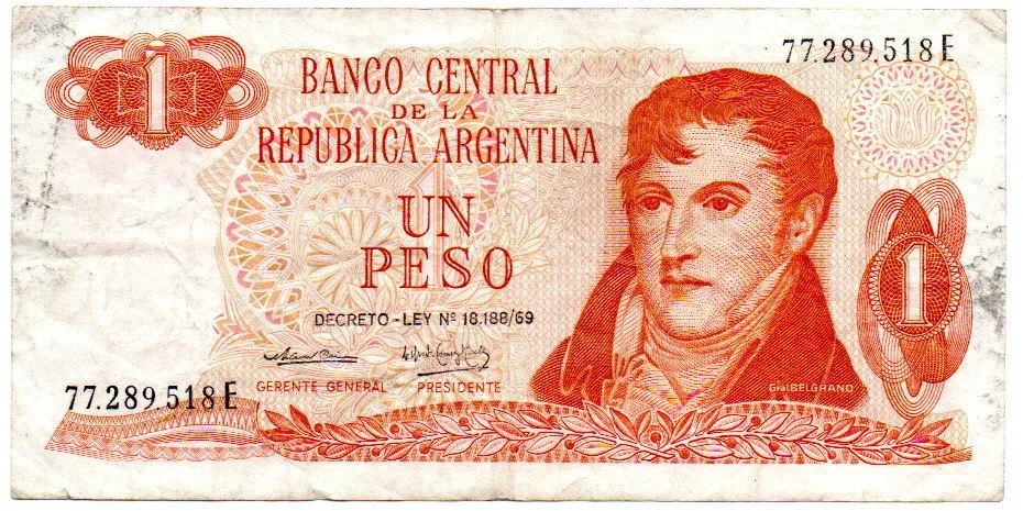 Argentina - 1 Peso - Cédula Estrangeira - MBC