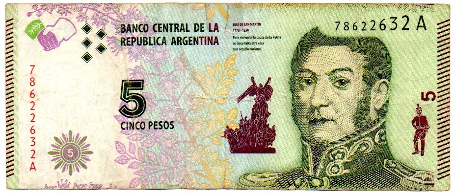 Argentina - 5 Pesos - Cédula Estrangeira - MBC