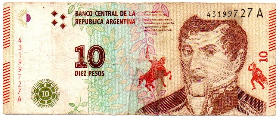 Argentina - 10 Pesos - Cédula Estrangeira - UTG - C/ Fita