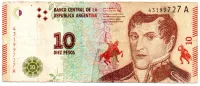 Argentina - 10 Pesos - Cédula Estrangeira - UTG - C/ Fita