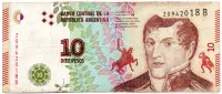 Argentina - 10 Pesos - Cédula Estrangeira - MBC