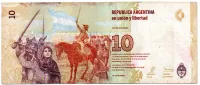 Argentina - 10 Pesos - Cédula Estrangeira - MBC - Foto 2