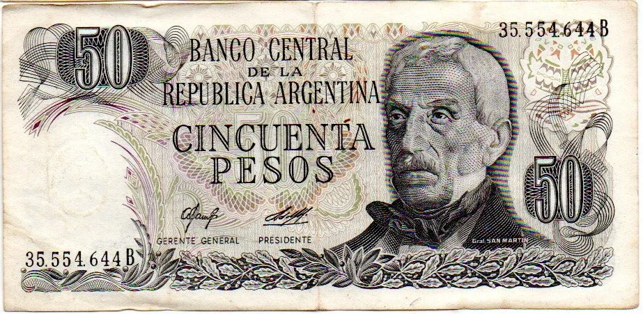 Argentina - 50 Pesos - Cédula Estrangeira - MBC/Sob