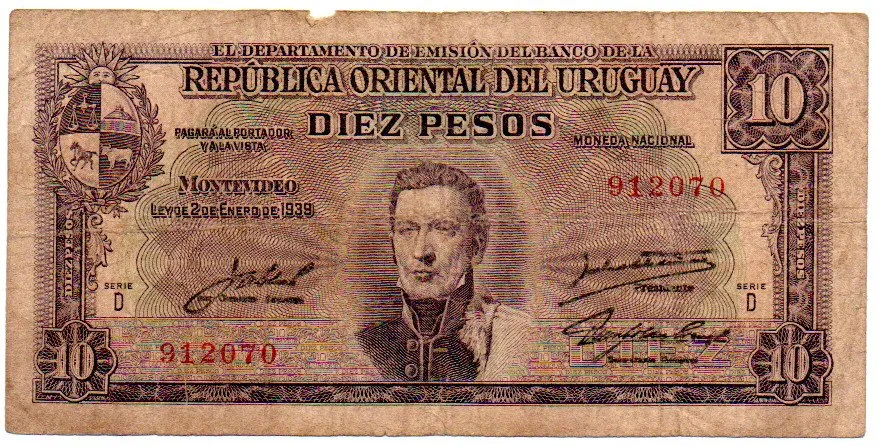 Uruguai - 10 Pesos - Cédula Estrangeira - BC