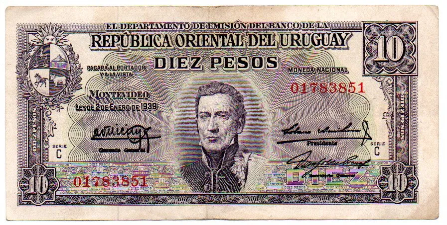 Uruguai - 10 Pesos - Cédula Estrangeira - MBC/Sob