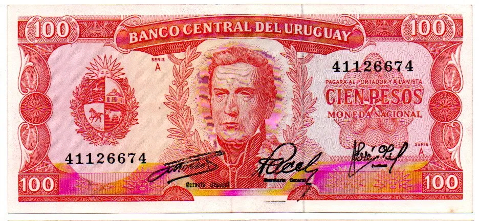 Uruguai - 100 Pesos - Cédula Estrangeira - Sob Imagem