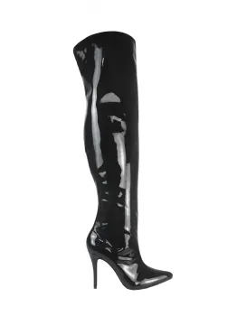 Bota Over the Knee Aisha Vinil Preto com Numeração Especial em Promoção - Foto 2