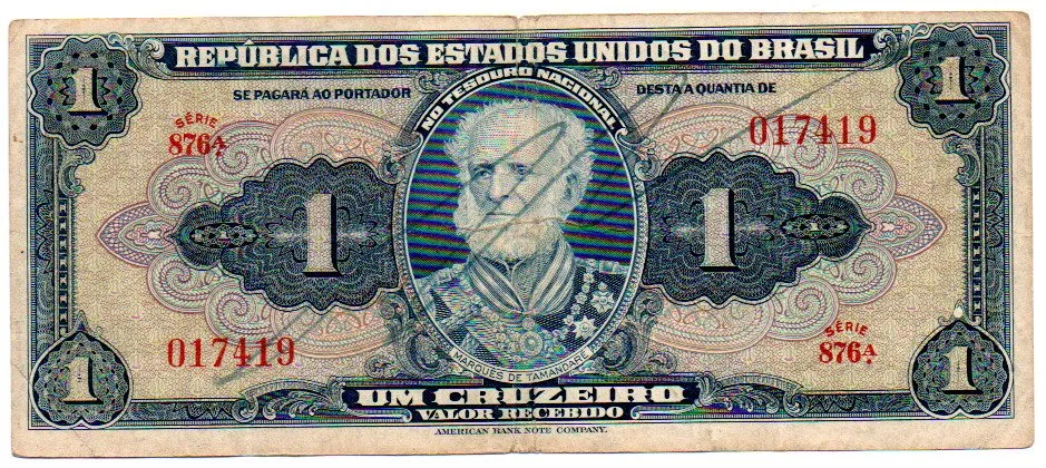 C009 - 1 Cruzeiro - 1° Estampa - Série 876 - Autografada / Assinada a Mão - Marquês de Tamandaré - Data: 1944 - BC