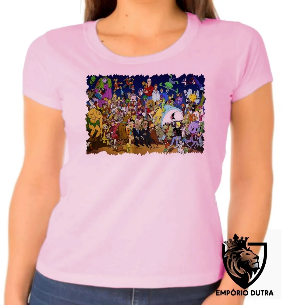 Baby look blusa feminina hanna barbera scoob jonny flintstones penelope Imagem